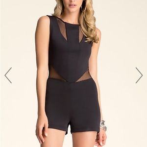 Bebe Black Mesh Inset Romper